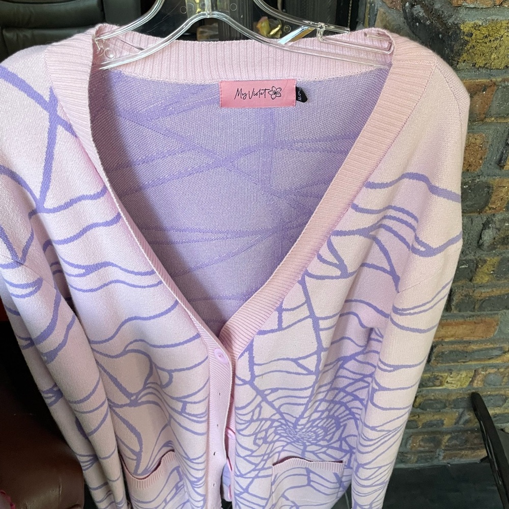 My Violet spiderweb cardigan